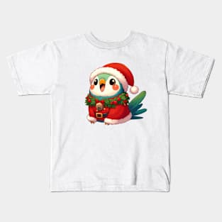 Christmas Parrot Santa Kids T-Shirt